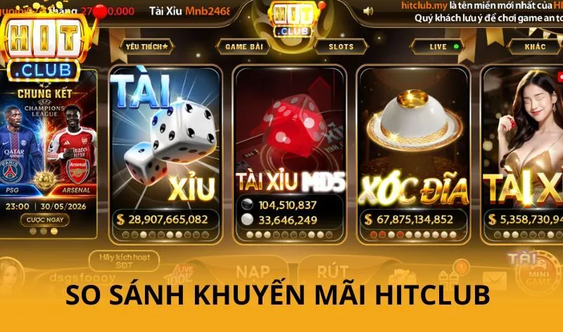 So sánh các khuyến mãi Hitclub