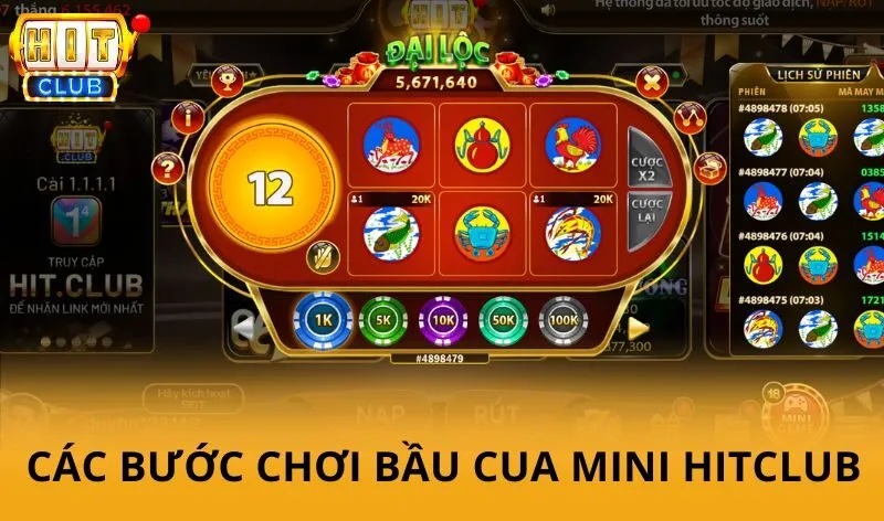 Bầu cua mini hitclub - Sòng cược đơn giản nhưng kiếm tiền cực đã 4 Các bước chơi bầu cua mini Hitclub