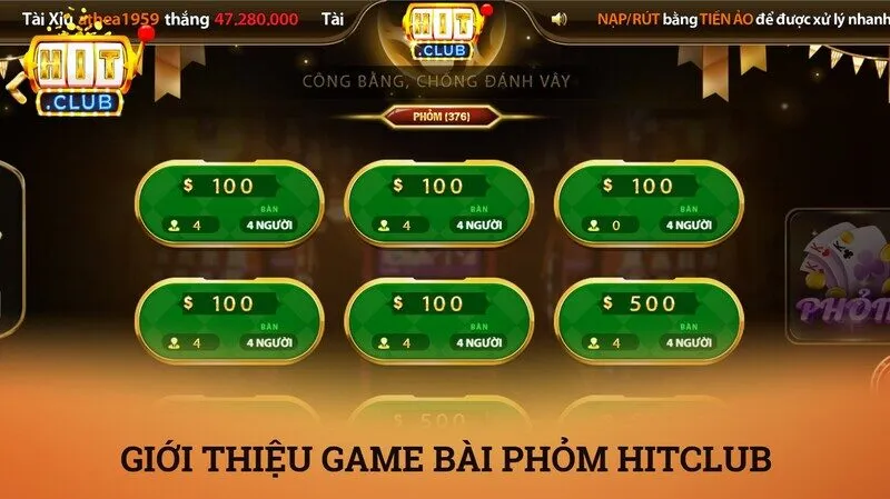 Hướng dẫn cách chơi Phỏm Hitclub và cách quy đổi điểm số