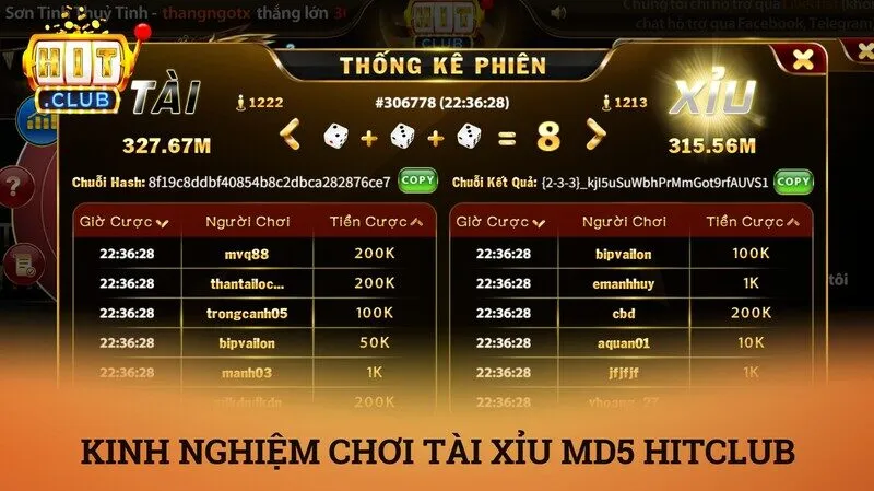 Kinh nghiệm và chiến thuật chơi tài xỉu MD5 Hitclub hiệu quả
