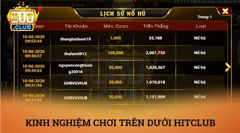 Kinh nghiệm chơi trên dưới Hitclub luôn thắng từ cao thủ