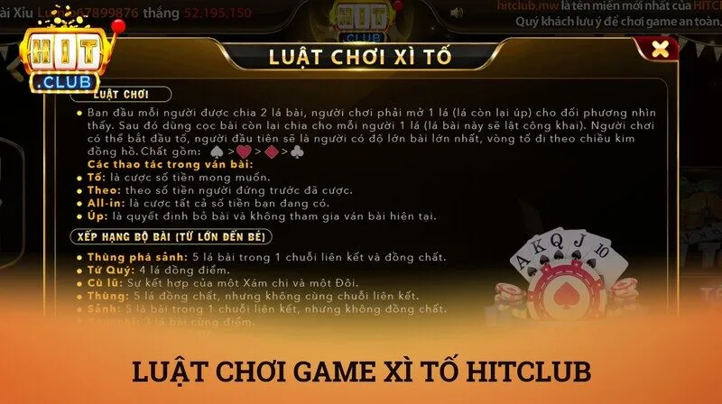 Xì tố hitclub – Đẳng cấp vua bài thời công nghệ số năm 2026 3 Luật chơi xì tố HitClub chi tiết từ bàn đấu thực tế