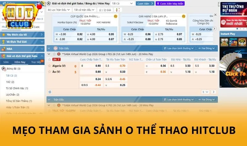 Mẹo tham gia sảnh O thể thao HitClub hiệu quả