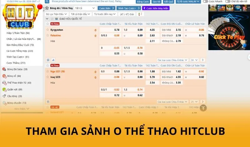 Hướng dẫn tham gia sảnh O thể thao HitClub
