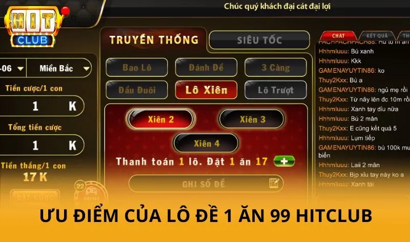 Ưu điểm của Lô đề 1 ăn 99 HitClub